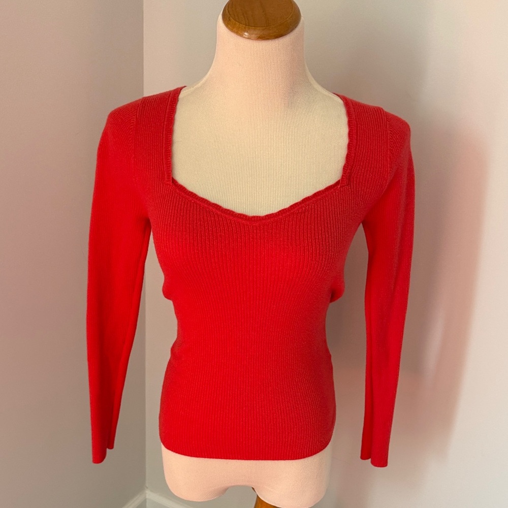 Old Navy Red Square Neck Ribbed Sweater